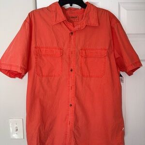 Magellan Outdoors Men's Vibrant Coral Neon Orange Button Down Shirt Sz.L
